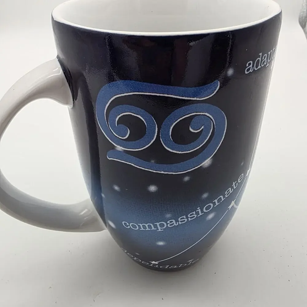 Coventry Cancer Zodiac Mug 18oz Tall Porcelain Astrology Horoscope Blue Crab